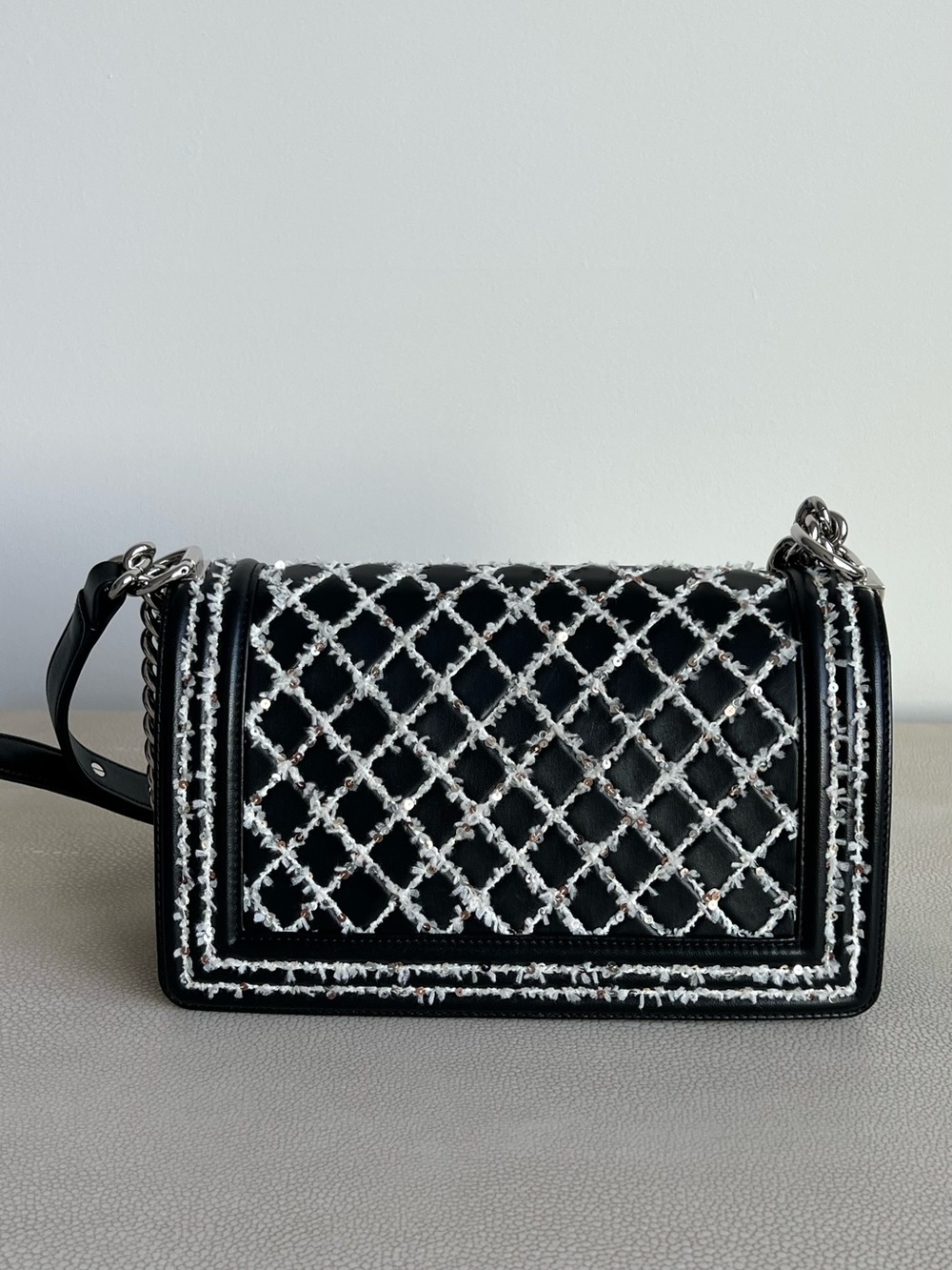 Chanel Black Quilted Calfskin Embroidered Boy Bag Medium - Picture 4 of 14